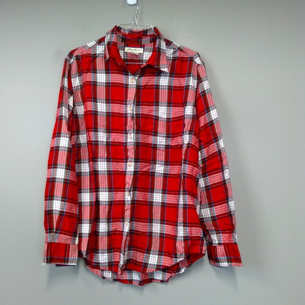 EDDIE Bauer Red Plaid Long Sleeve Button up Shirt